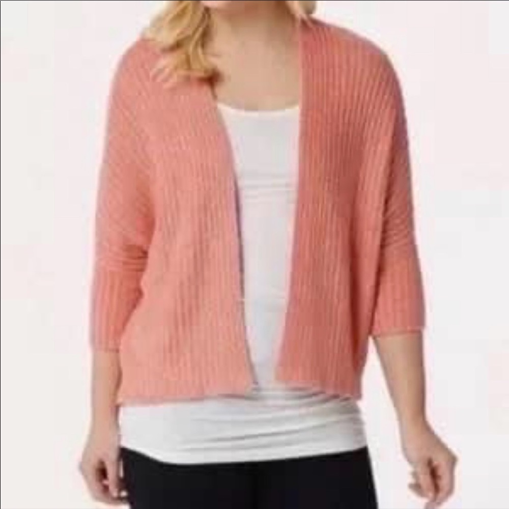 Barefoot Dreams CozyChic Lite Ribbed Shrug Cardigan Coral L/XL New with tags